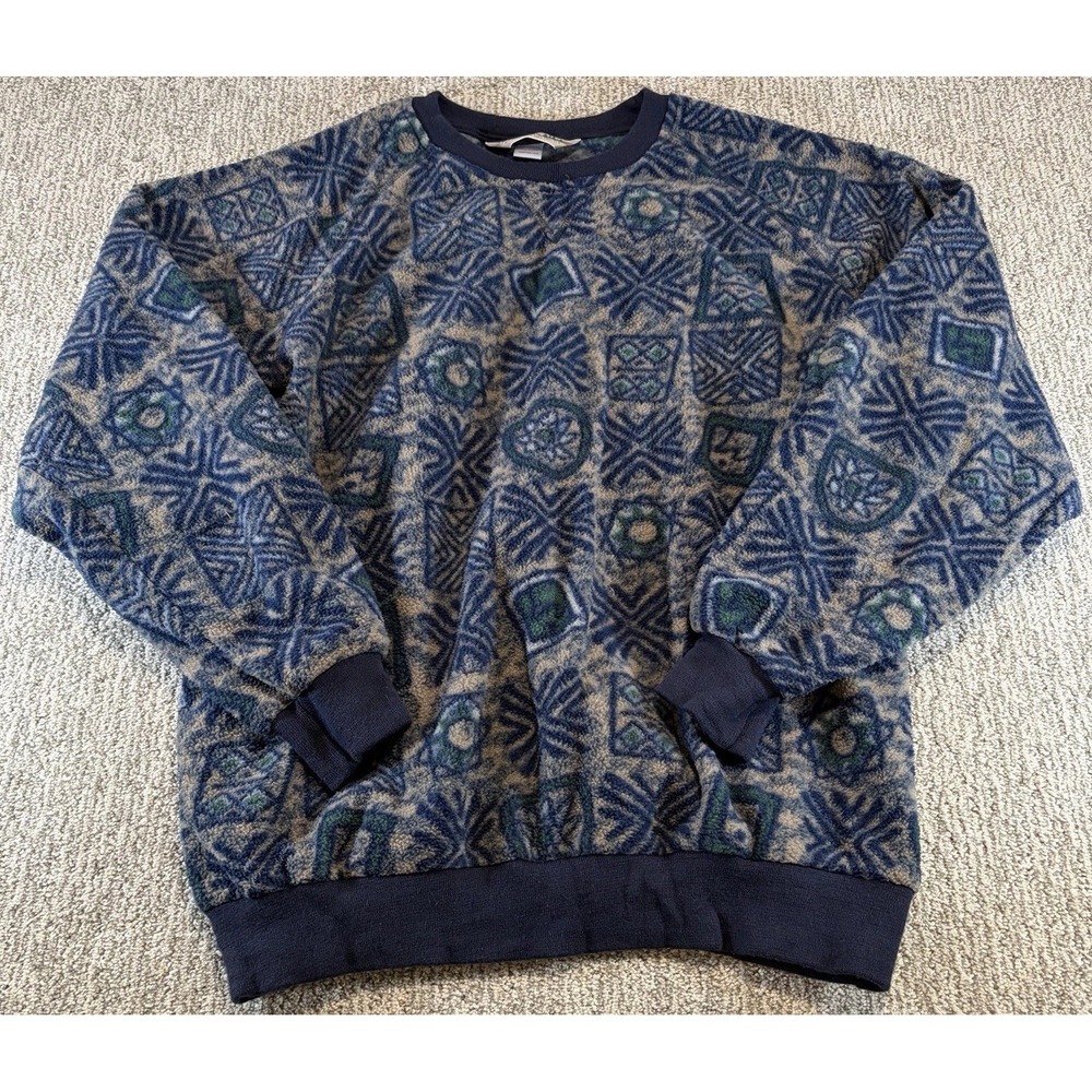 VTG Eastern Mountain Sports Aztec Geometric Sherpa Fleece Pullover Men's XL USA